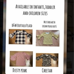 Infants/toddler/children sizes long sleeve shirts